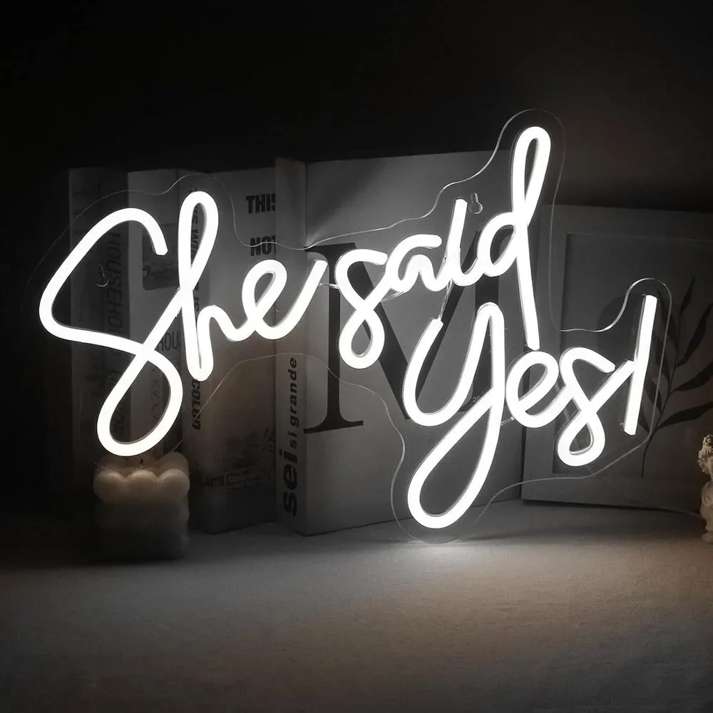 New FARNEW She Said Yes Neon Sign Flex Led Neon Light Logo Custom White